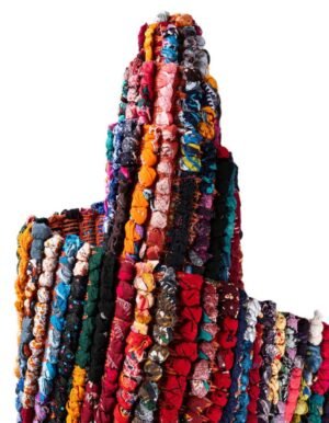 Detail image of  2' 2 x 6' 1  Hand Braided Chindi Runner Rug