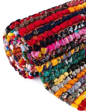 Detail image of  2' 2 x 6' 1  Hand Braided Chindi Runner Rug