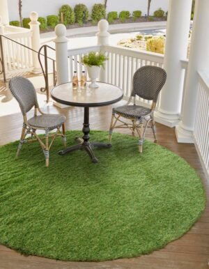 Detail image of  2' 2 x 2' 2  Washable Grass Indoor / Outdoor Round Rug