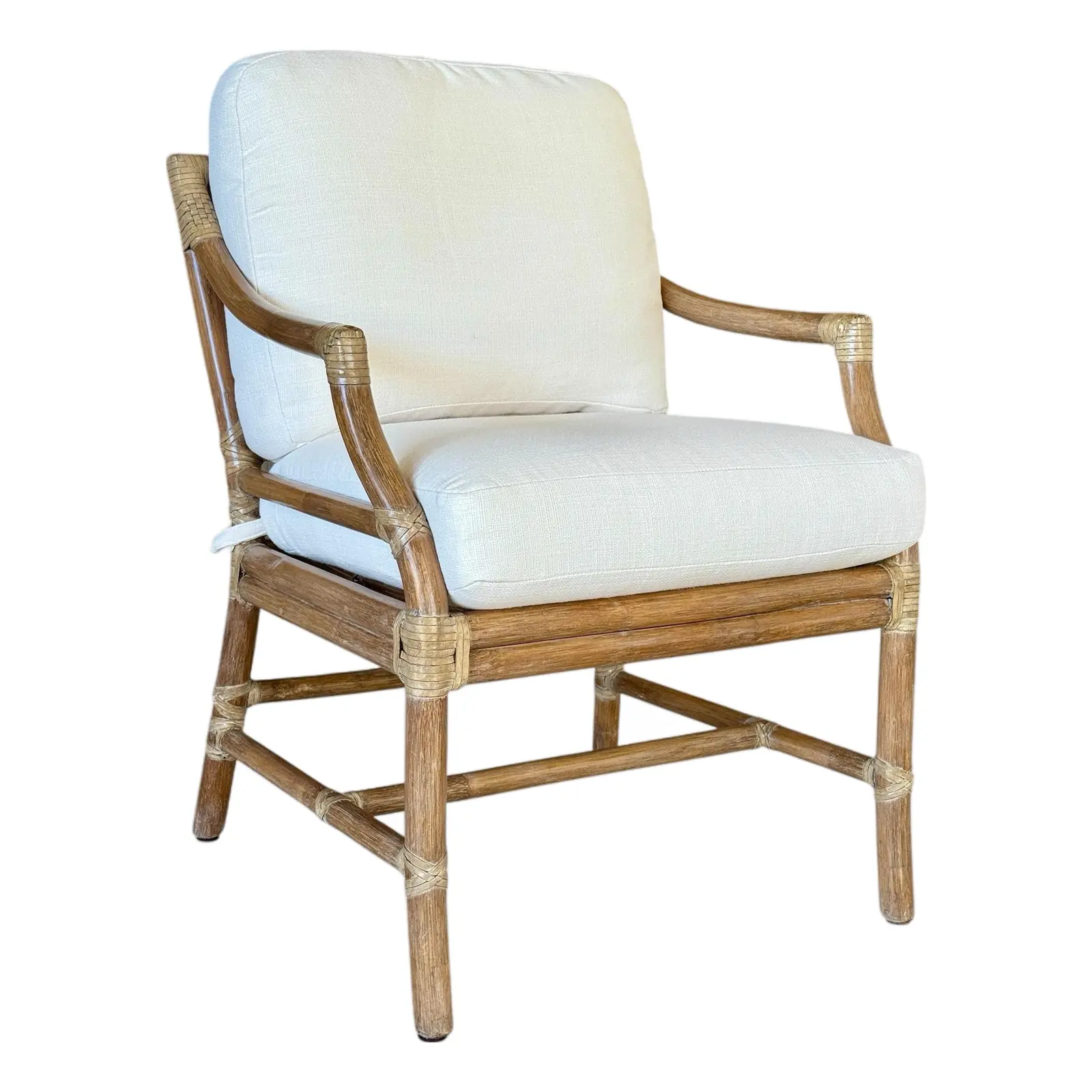 Vintage McGuire Organic Modern Rattan Custom Upholstered Lounge Chair