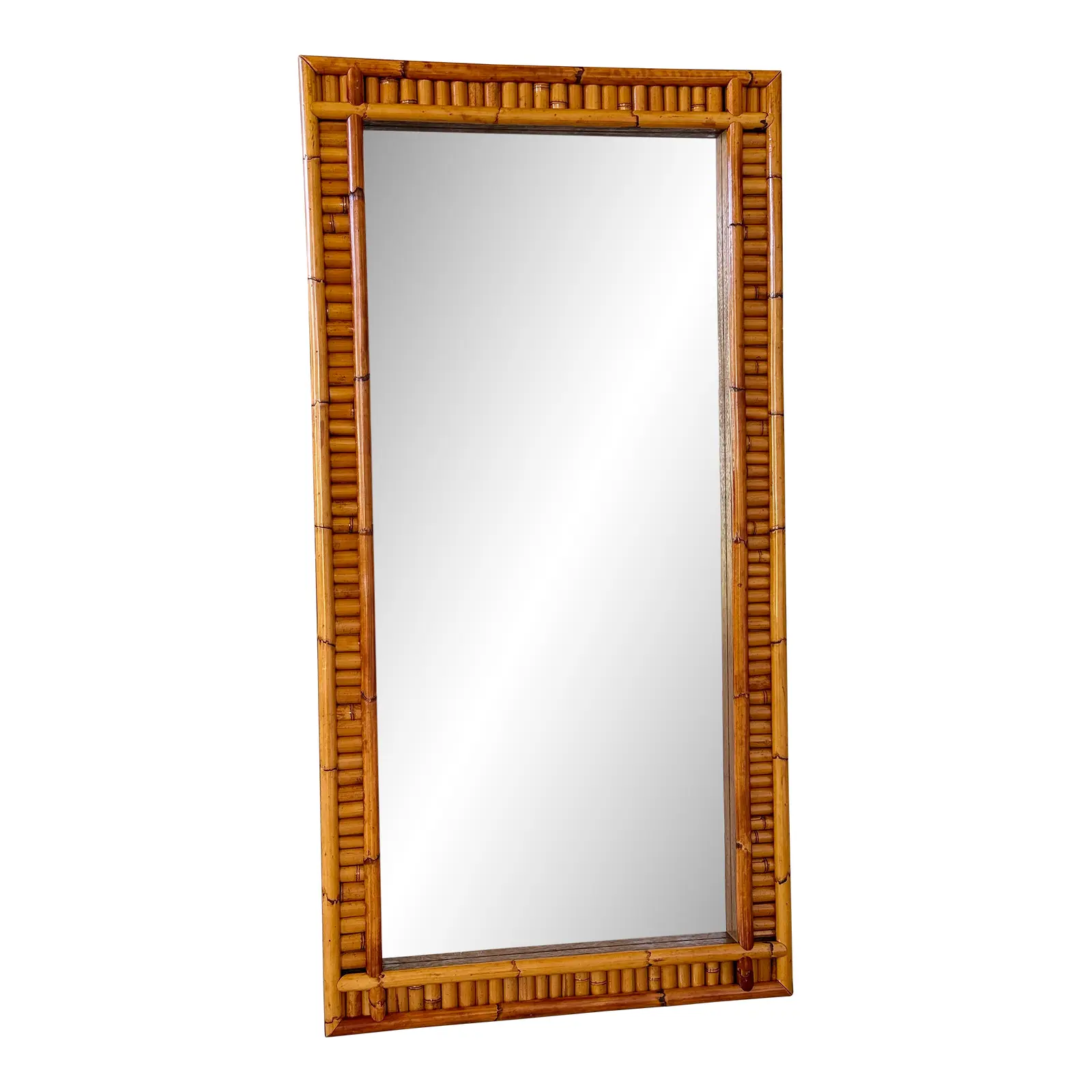 Mid-20th Century Monumental Organic Modern Split Bamboo Floor or Wall Mirror