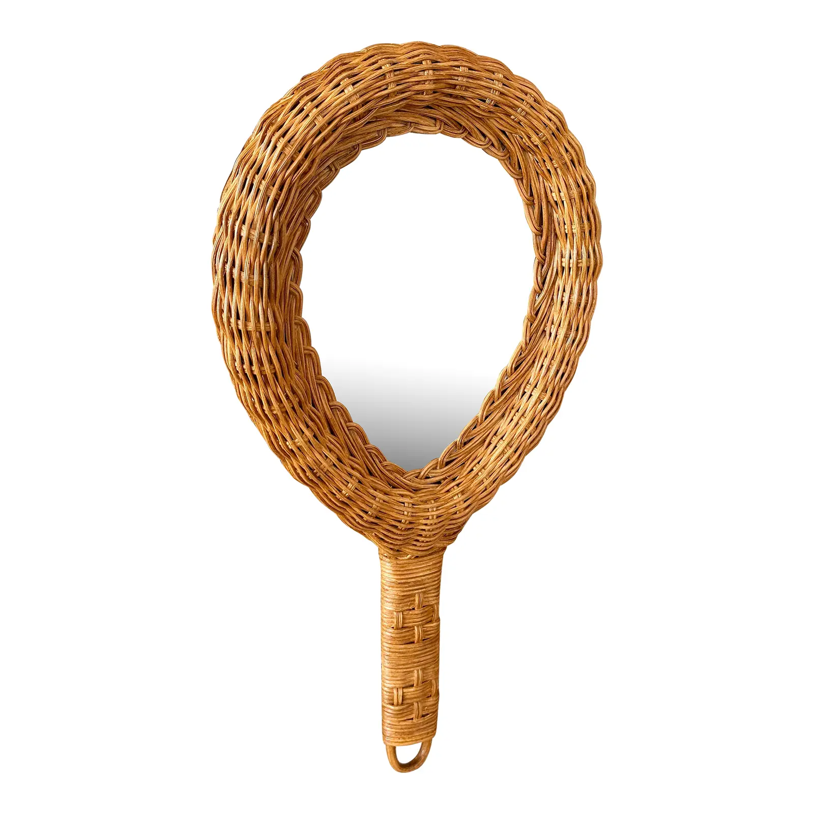 Vintage Boho Chic Coastal Wicker Hand Mirror