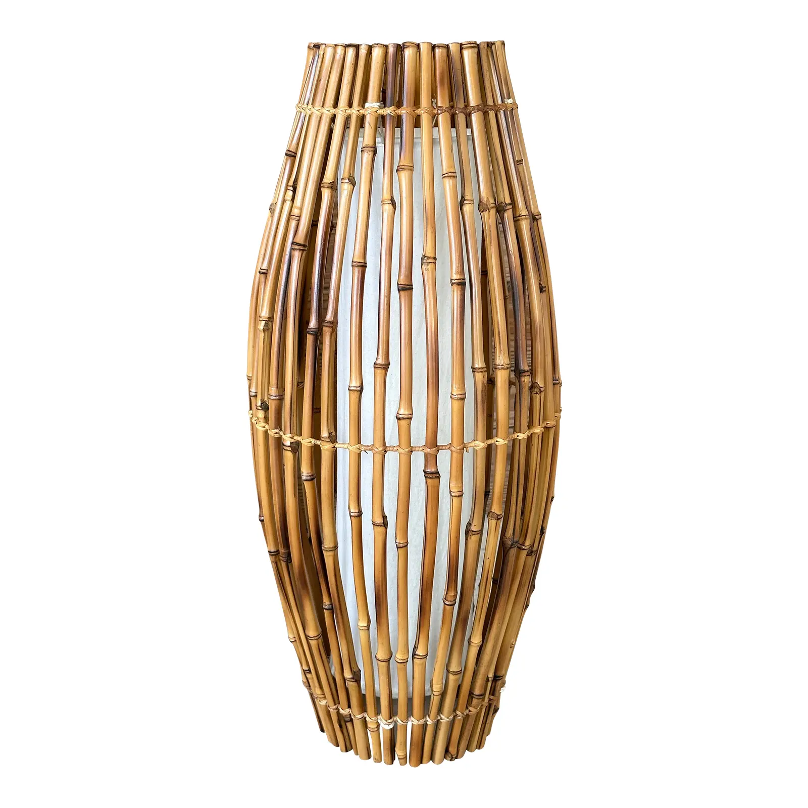 Vintage Coastal Mid-Century Modern Bamboo Table Lamp